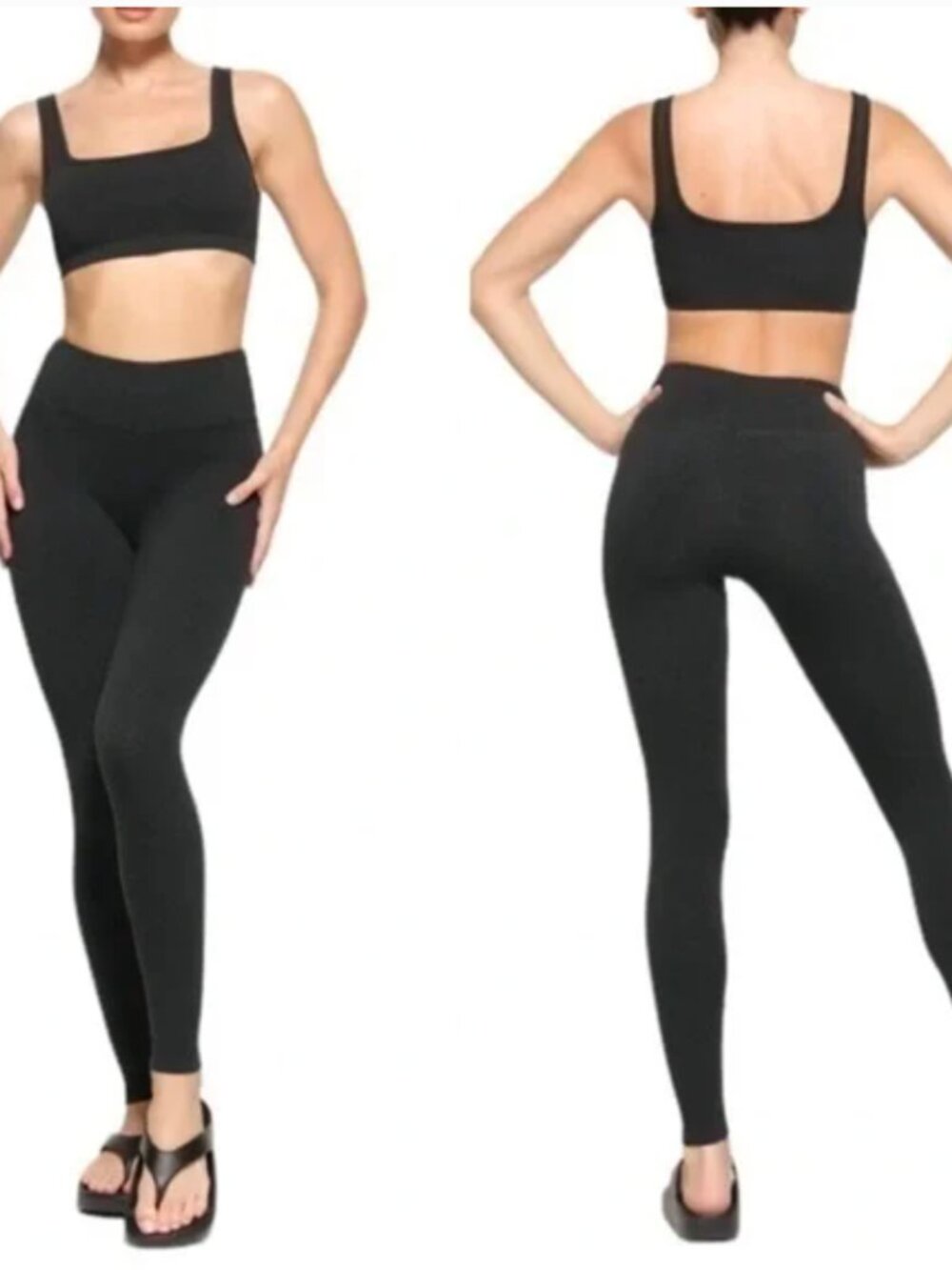 Skims Black Washed Onyx Charcoal Outdoor High-Waisted Banded Leggings Size XS - Picture 6 of 6